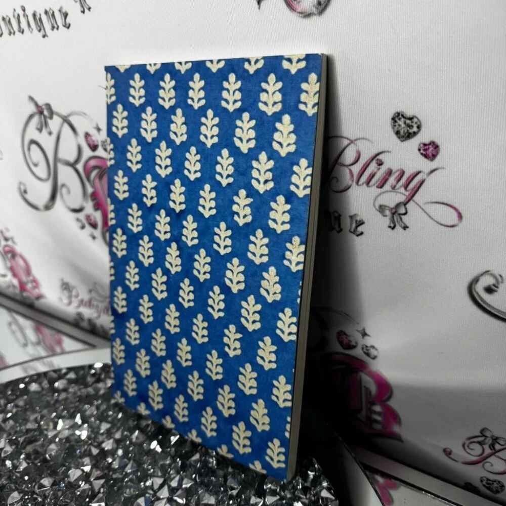 Notebook notes boho luxury planner daily write Blue and White Patterned Notebook